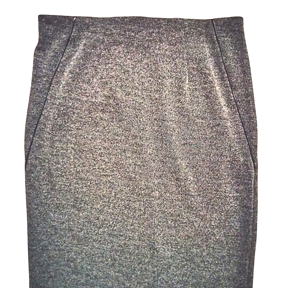 Lane Bryant Women's Faux Leather Trim Tweed Pencil Skirt Size 14 Office Career